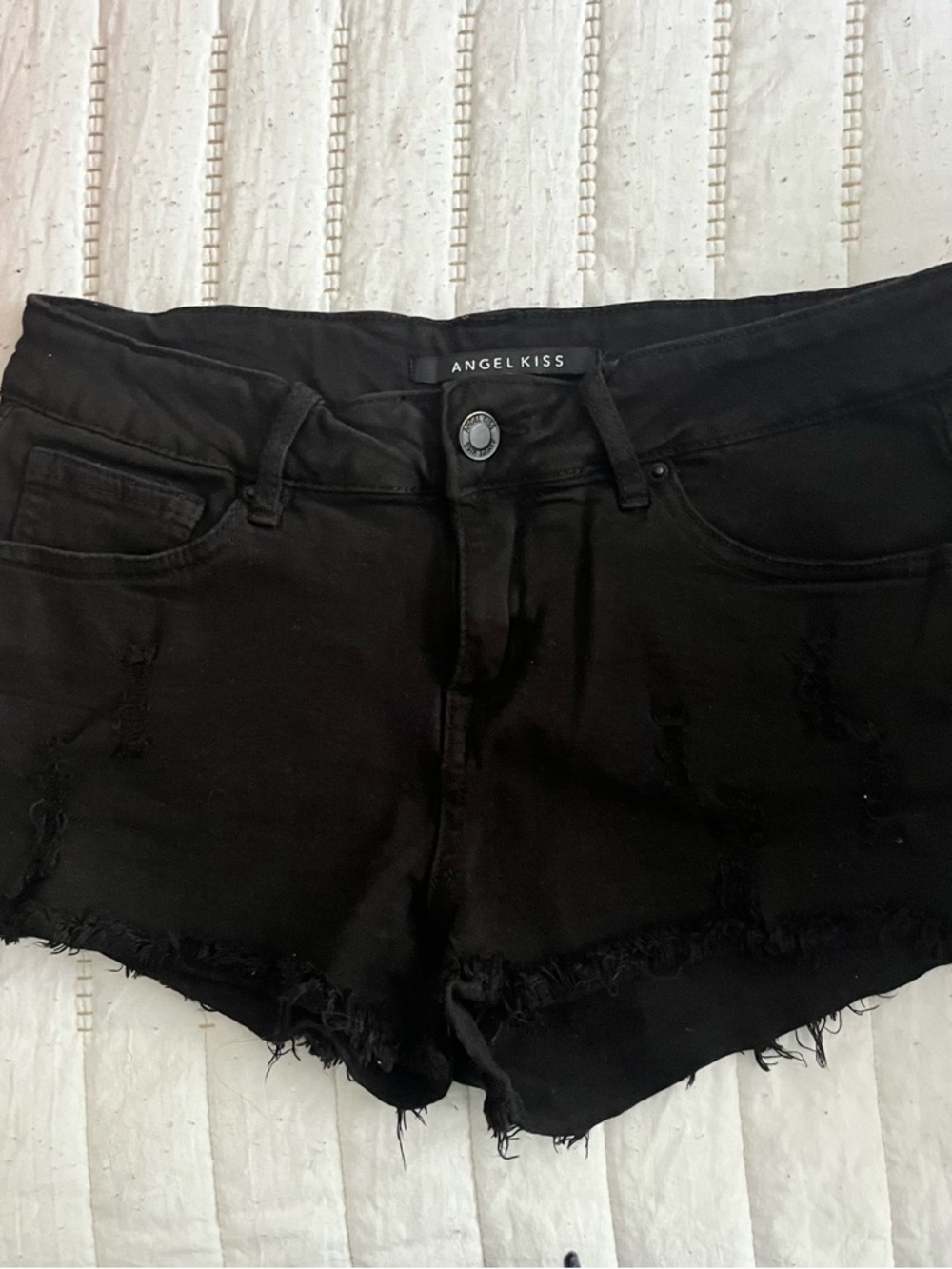 Angel Kiss Black Frayed Denim Cutoff Shorts